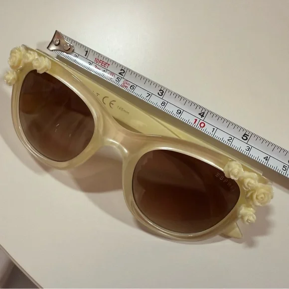 Vintage 90 Y2K Esprit Cream white retro Floral Coquette Girl feminine Sunglasses - Picture 9 of 16